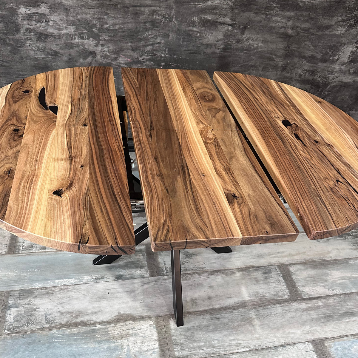 Round Extendable Walnut Dining Table