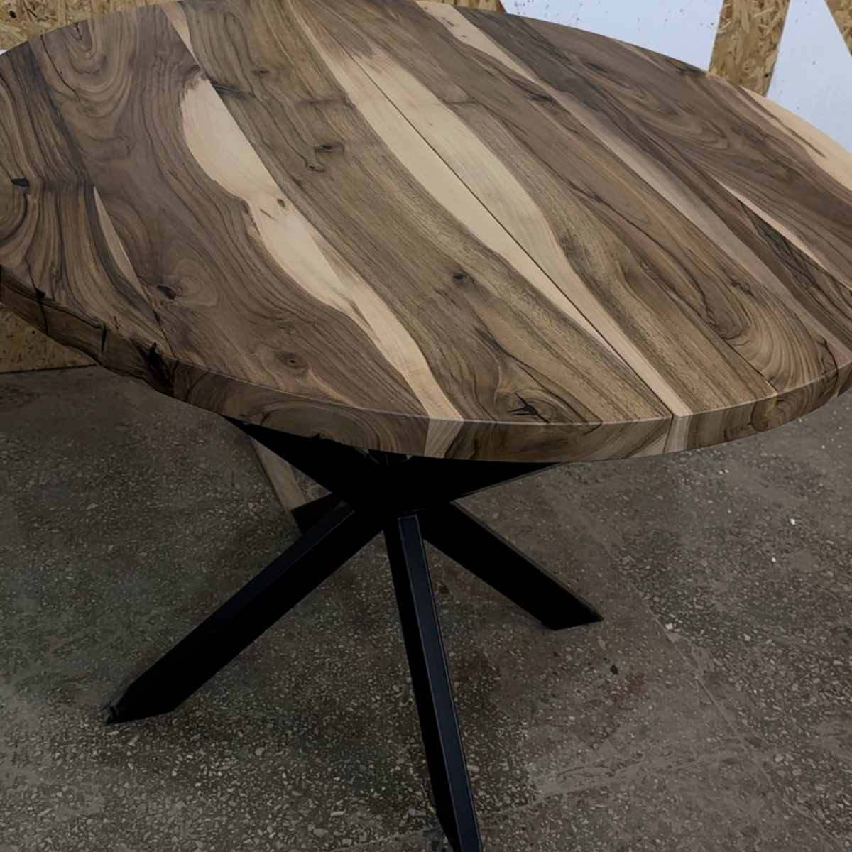 Expandable Round Dining Table in Solid Walnut
