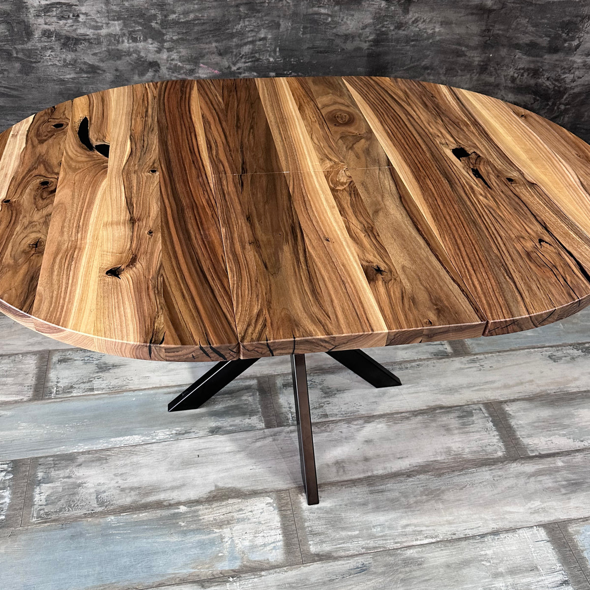 Round Extendable Walnut Dining Table