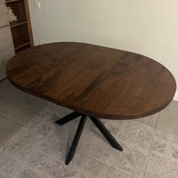 Round Extendable Solid Walnut Dining Table with Spider Base