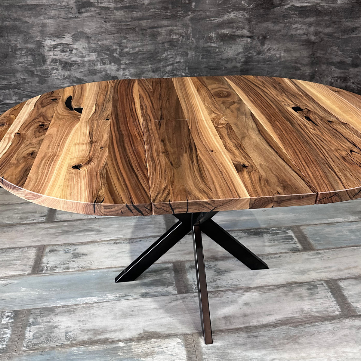 Round Extendable Walnut Dining Table