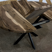 Expandable Round Dining Table in Solid Walnut