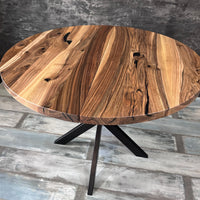 Round Extendable Walnut Dining Table