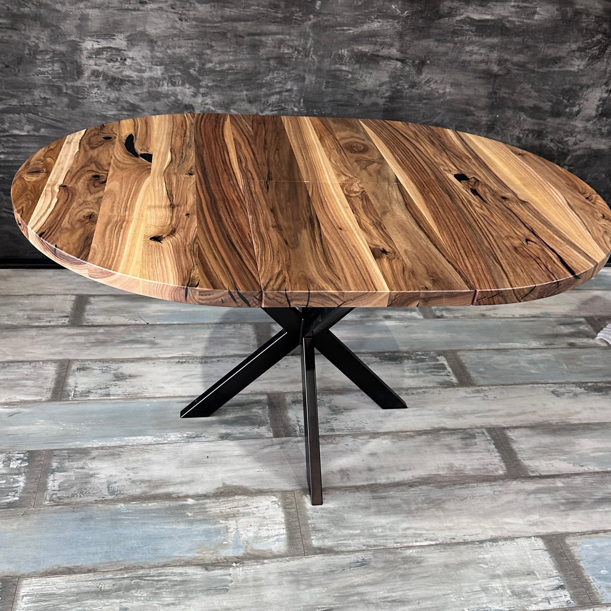 Round Extendable Walnut Dining Table