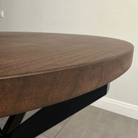 Round Extendable Solid Walnut Dining Table with Spider Base