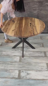 Round Extendable Walnut Dining Table