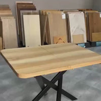 Solid Ash Extendable Dining Table with Metal Base