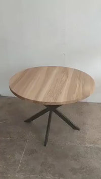 Round Extendable Solid Ash Dining Table with Spider Base