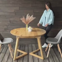 Solid Oak Round Extendable Dining Table
