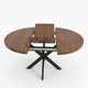 Round Extendable Solid Oak Dining Table with Metal Base